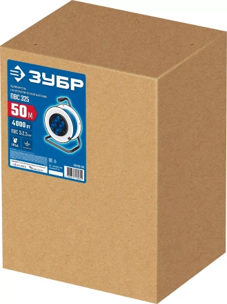 ЗУБР ПВС-325, ПВС, 3 x 2.5 мм2, 50 м, 4000 Вт, IP44, силовой удлинитель на стальной катушке, Профессионал (55102-50) купить в Челябинске