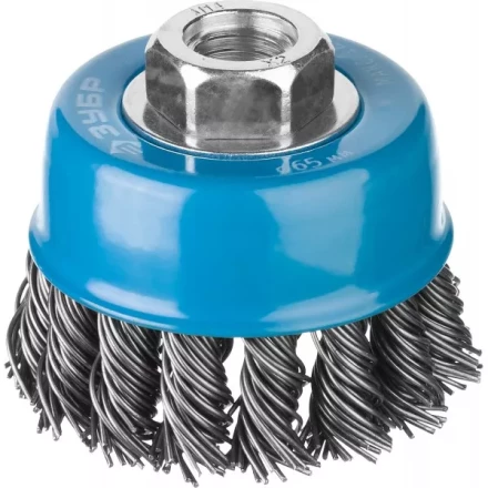 ЗУБР "ПРОФЕССИОНАЛ". Щетка чашечная для УШМ, плетеные пучки стальной проволоки 0,8мм, 65ммхМ14 35277-065_z02 купить в Челябинске