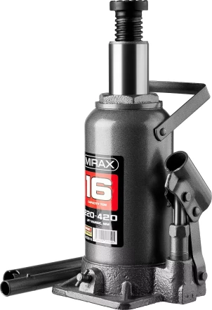Домкрат гидравлический бутылочный, 16т, 220-420 мм, MIRAX 43260-16 43260-16 купить в Челябинске