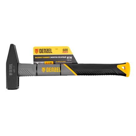 Молоток слесарный, 600 г Denzel, кованый, фибергласовая рукоятка c TPR покрытием, 10486 купить в Челябинске