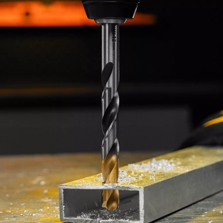 Сверло спиральное по металлу Denzel 12 x 151мм, Р6М5, Golden Tip, многогранная заточка, 718287 купить в Челябинске