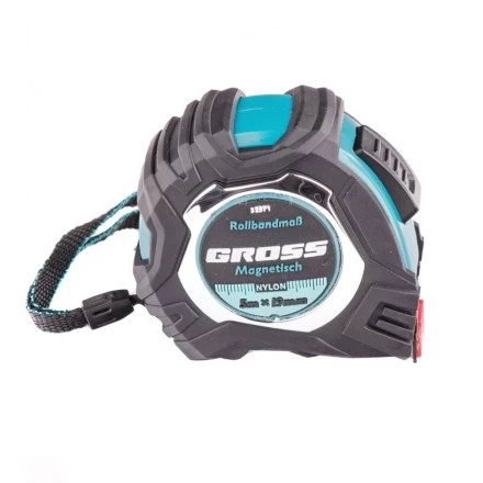 Рулетка Magnetisch 5 м х 19 мм обрезиненный корпус автоматическая фиксация Нейлоновое покрытиеытие зацеп с магнитом Gross 32571 купить в Челябинске