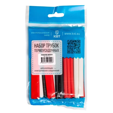 Набор цветных термоусадочных трубок КВТ Триколор Мульти с коэффициентом усадки 2:1 (87313) купить в Челябинске