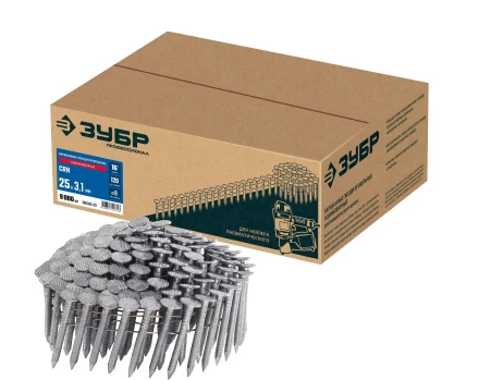 ЗУБР CRN 25 х 3.1 мм, барабанные гвозди кровельные оцинкованные, 9000 шт (305385-25) купить в Челябинске