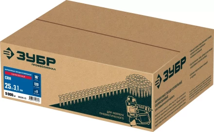 ЗУБР CRN 25 х 3.1 мм, барабанные гвозди кровельные оцинкованные, 9000 шт (305385-25) купить в Челябинске