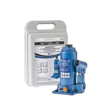 Домкрат гидравлический бутылочный 5 т h подъема 197–382 мм в пластиковом кейсе STELS 51126 купить в Челябинске