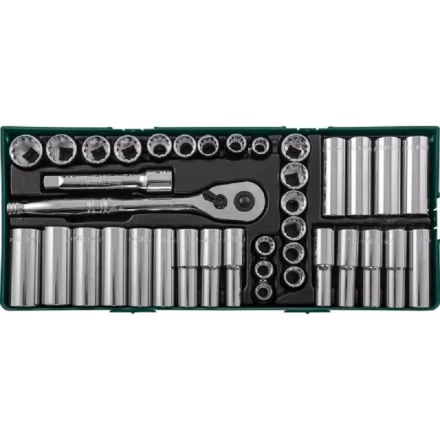 Набор головок торцевых стандарных 12гранных и глубоких 6гранных дюймовых 38предметов ложемент Jonnesway S05H4238SP 49080 купить в Челябинске