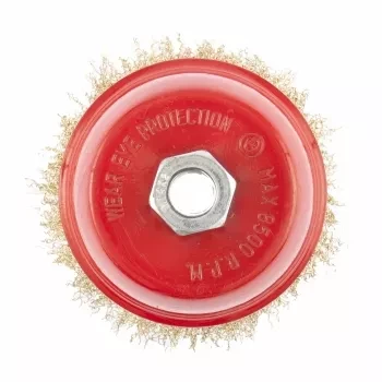 Щетка для УШМ 75 мм М14 чашка латунированная витая проволока MATRIX 74604 купить в Челябинске