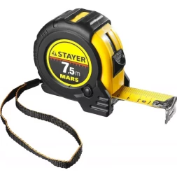 Рулетка STAYER "PROFI" "MARS", обрезиненный корпус, утолщенное полотно, 7,5мх25мм 34131-075_z01