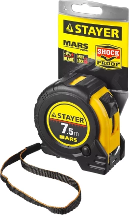 Рулетка STAYER &quot;PROFI&quot; &quot;MARS&quot;, обрезиненный корпус, утолщенное полотно, 7,5мх25мм 34131-075_z01 купить в Челябинске