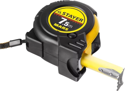 Рулетка STAYER &quot;PROFI&quot; &quot;MARS&quot;, обрезиненный корпус, утолщенное полотно, 7,5мх25мм 34131-075_z01 купить в Челябинске