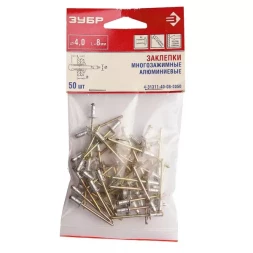 Заклепки ЗУБР многозажимные, алюминиевые 4,8x16мм, 50шт 4-31311-48-16-0050