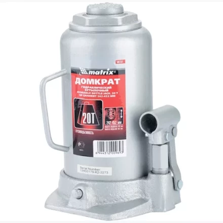 Домкрат гидравлический бутылочный 20 т h подъема 242–452 мм  MATRIX MASTER 50731 купить в Челябинске