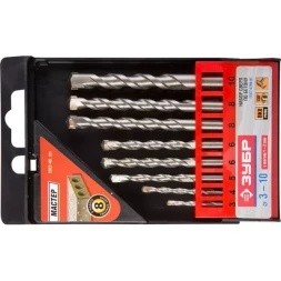 Набор ЗУБР Свёрла "МАСТЕР" по бетону, ударные, 3; 4; 5; 6; 6; 8; 8; 10мм, 8шт 2922-H8_z01
