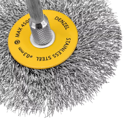 Набор щеток для дрели, 5 Плоских 25-38-50-63-75 мм, шпилька, нерж. вит. проволока Denzel 74495 купить в Челябинске