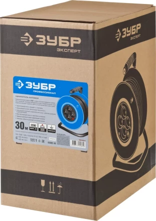 Удлинитель ЗУБР &quot;ПРОФЕССИОНАЛ&quot; на катушке, ПВС 3х1кв мм, 4 гнезда, макс мощн 2200Вт, 30м 55082-30 купить в Челябинске