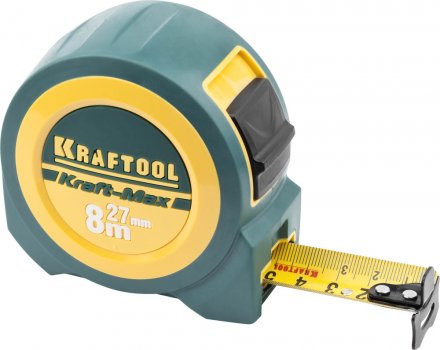 Рулетка KRAFTOOL &quot;Kraft-Max&quot;, длинный вылет, нейлон покрытие, упрочненный двухкомп корпус, 8м/27мм 34127-08-27 купить в Челябинске