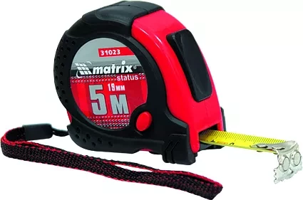 Рулетка Status magnet fixation 5 м х 25 мм обрезиненный корпус зацеп с магнитом  MATRIX 31029 купить в Челябинске