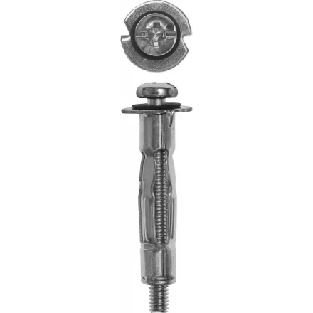 Анкер ЗУБР для пустотелых конструкций оцинкованный, с винтом PH2&amp;SL, М5х52х21мм, ТФ6, 2шт 4-302476-05-052 купить в Челябинске