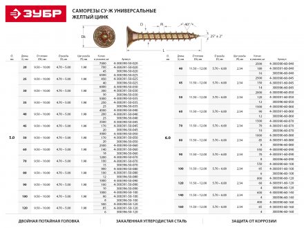 Шурупы ЗУБР &quot;МАСТЕР&quot; по дереву желтопассивированные, 4.0x15мм, 20000шт 4-300390-40-015 купить в Челябинске