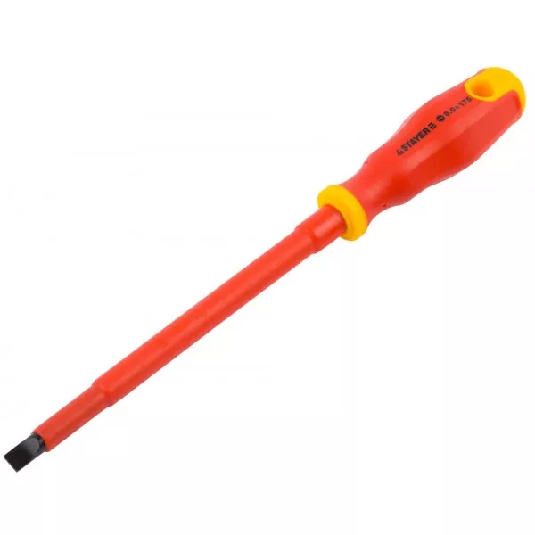 Отвертка STAYER "PROFI" "ELECTRO" диэлектрическая до 1000В, двухкомп рукоятка, SL 8,0 х 175 мм 25141-08-17 купить в Челябинске