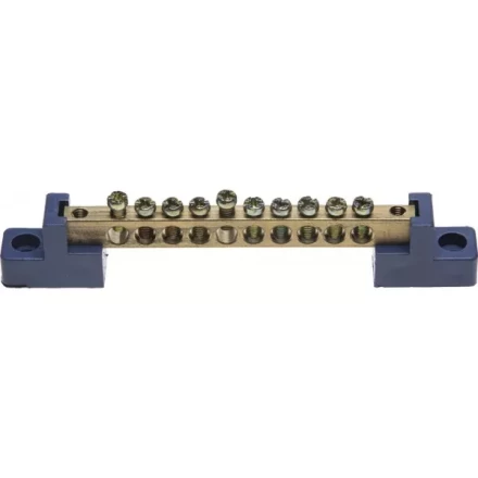 Шина СВЕТОЗАР нулевая на 2-х угловых изоляторах, макс. ток 100А, 5,2мм, 10 полюсов 49808-10 купить в Челябинске