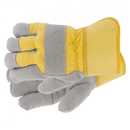 Перчатки спилковые комбинированные усиленные утолщенные размер XL Сибртех 67903 купить в Челябинске