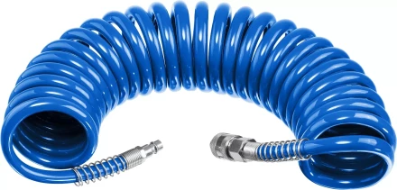 ЗУБР 5 м, 8 х 12 мм, 15 бар, воздушный спиральный шланг с фитингами рапид, Профессионал (6472-05) купить в Челябинске