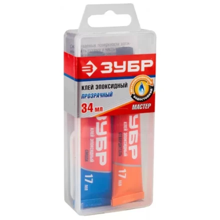 Клей ЗУБР эпоксидный, в тюбиках, в пластиковой коробке, 17мл+17мл 41949 купить в Челябинске