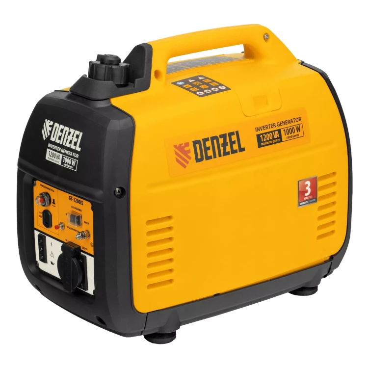 Генератор инверторный Denzel GT-1200iS, 1.2 кВт, 230 В, бак 2.4 л, закрытый корпус, ручной старт купить в Челябинске