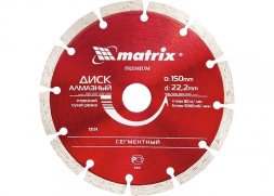 Диск алмазный отрезной сегментный 180 х 22,2 мм сухая резка MATRIX Professional 73175