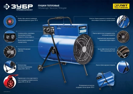 Пушка тепловая круглый корпус ЗТП-30 серия ПРОФЕССИОНАЛ купить в Челябинске