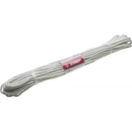 Фал ЗУБР капроновый, d=6,0 мм, 20 м, 650 кгс, 20,5 ктекс 50210-06 купить в Челябинске