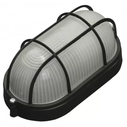 Светильник уличный СВЕТОЗАР влагозащищенный с решеткой, овал, цвет черный, 60Вт SV-57205-B купить в Челябинске