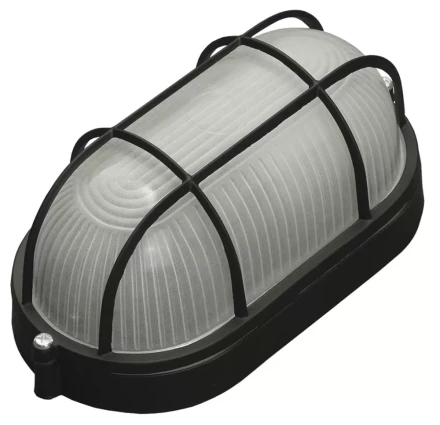 Светильник уличный СВЕТОЗАР влагозащищенный с решеткой, овал, цвет черный, 60Вт SV-57205-B купить в Челябинске