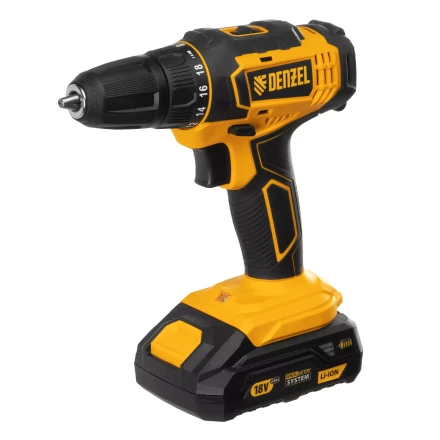 Дрель-шуруповерт аккумуляторная Denzel 26116, CDL-18-02BM, Li-Ion, 18 В, 2 аккумулятор купить в Челябинске
