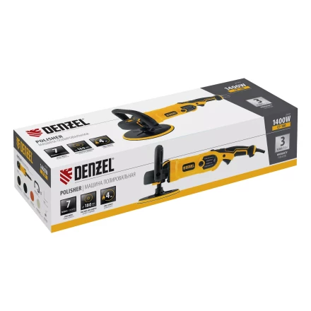 Машина полировальная Denzel CP-180, 1400 Вт, 180 мм, 0-3000 об/мин 27701 купить в Челябинске