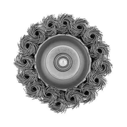 Щетка для дрели Denzel, 65 мм, Чашка, со шпилькой, нержавеющая крученая проволока 744643 купить в Челябинске