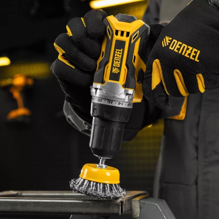 Щетка для дрели Denzel, 65 мм, Чашка, со шпилькой, нержавеющая крученая проволока 744643 купить в Челябинске