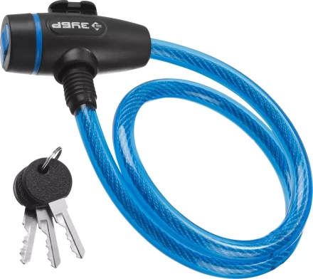 Замок ЗУБР &quot;ПРОФЕССИОНАЛ&quot;, тросовый, 3 ключа в комплекте, длина троса 650мм, d 10мм 37261-65_z01 купить в Челябинске
