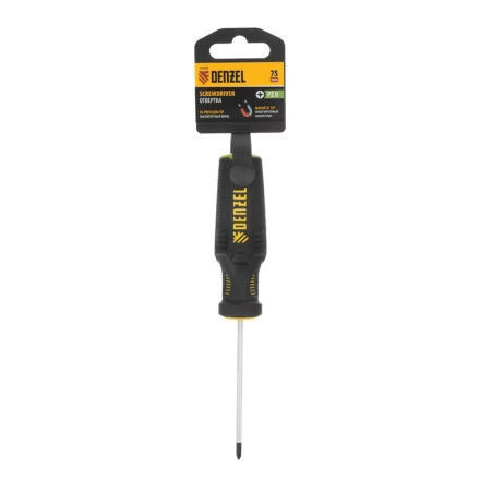 Отвертка PZ0x75 мм, CrV, трехкомпонентная рукоятка Denzel 12203 купить в Челябинске