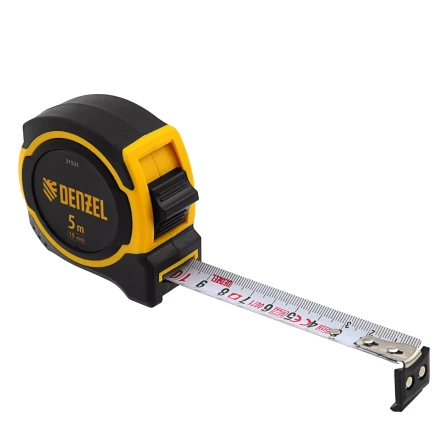 РулеткаDenzel 5м х 19мм, двухкомп. корпус, магнитный обрезиненный зацеп, 31531 купить в Челябинске
