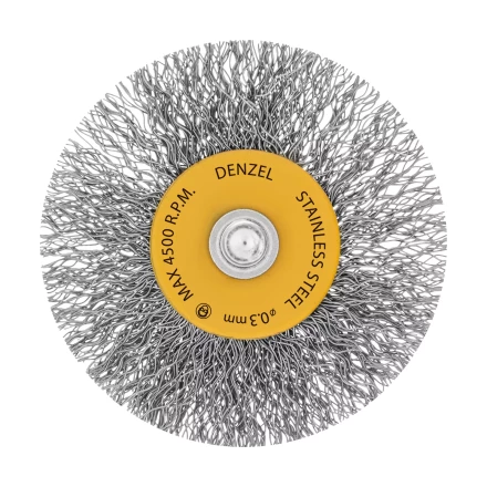 Щетка для дрели, 60 мм, Плоская, со шпилькой, нержавеющая витая проволока Denzel 744463 купить в Челябинске