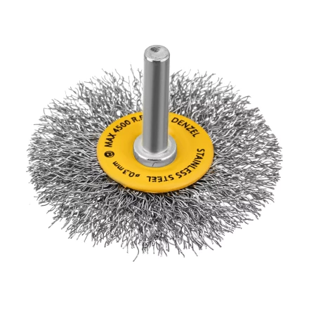 Щетка для дрели, 60 мм, Плоская, со шпилькой, нержавеющая витая проволока Denzel 744463 купить в Челябинске