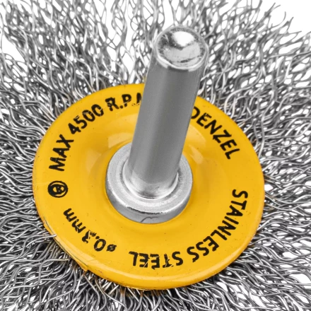 Щетка для дрели, 60 мм, Плоская, со шпилькой, нержавеющая витая проволока Denzel 744463 купить в Челябинске