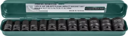 Набор головок торцевых ударных 3/8&quot;DR 8-19мм  Jonnesway S03A3112S 12предметов 48505 купить в Челябинске