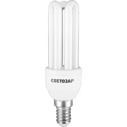 Энергосберегающая лампа СВЕТОЗАР &quot;U-КЛАССИКА&quot;спираль,цоколь E14(миньон),Т2,3U,яркий белый свет(4000К), 8000час,12Вт(60) 44314-12 купить в Челябинске