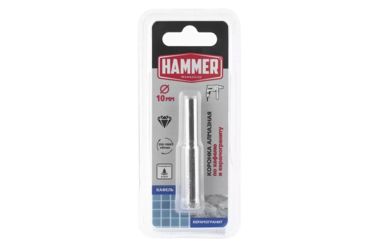 Коронка алмазная HAMMER Ф10х60мм (DHS 10.0*60/5) купить в Челябинске