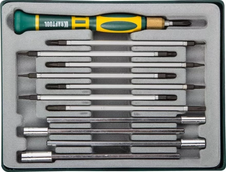 Набор KRAFTOOL Отвертки для точных работ с насадками, в боксе, 12 предметов 25611-H12 купить в Челябинске
