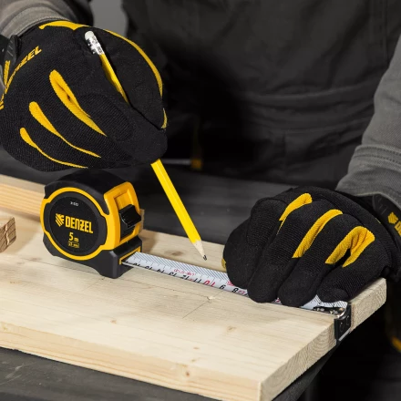 Рулетка Denzel 5м х 25мм, двухкомп. корпус, магнитный обрезиненный зацеп, 31532 купить в Челябинске